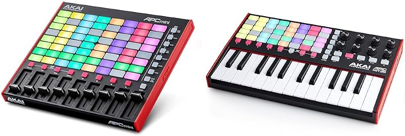 AKAI Professional APC Mini MK2 - USB MIDI Pad Controller for Clip Launching with Ableton Live Lite, 64 RGB Pads & Professional APC Key 25 MK2-25-Key USB MIDI Keyboard Controller