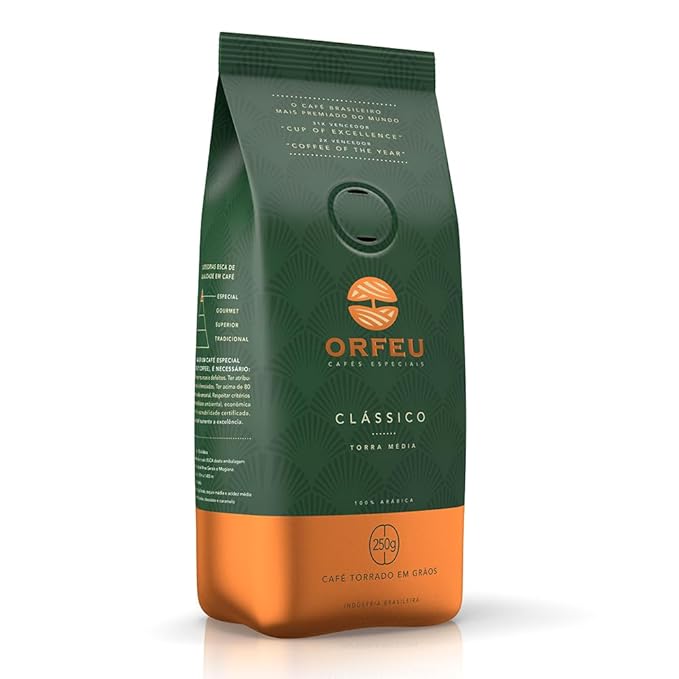 Orfeu Café Clássico em Grãos, 100% Arabica, Torra Média, 250 g