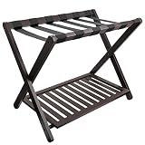 Purbambo Luggage Rack, Bamboo Folding Luggage Rack Suitcase Stand with Storage Shelf for Home Bedroo
