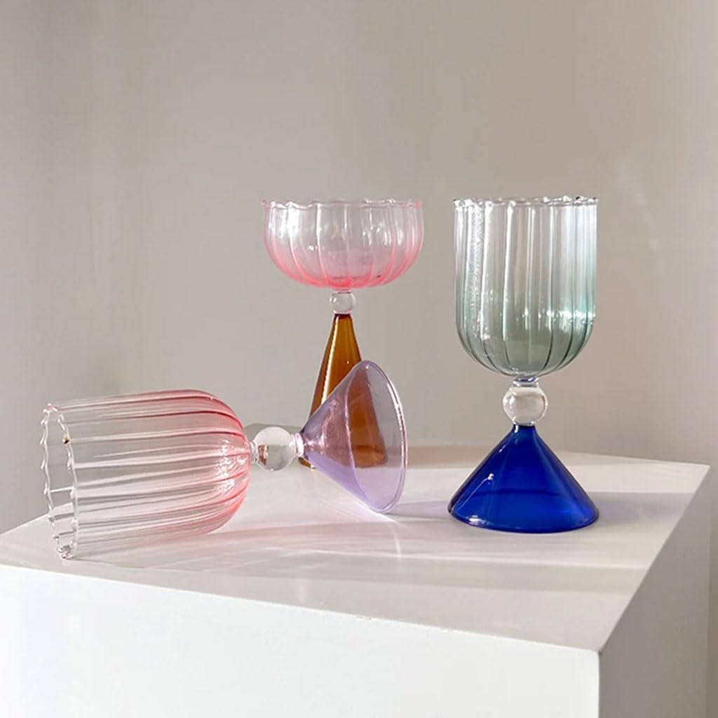 Wine Cups Irregular Cocktail Wine Glass Gradient Glass Modern Wine Gladses Wine Glasses Hand Blown Juice Cup 150ml/ 220ml/ 250ml