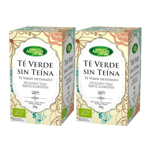 Pack 2x Té Verde Descafeinado Bio 20 Filtros | Artemis | Infusión Ecológica Suave y Natural | Sin Cafeína | Apto para Veganos