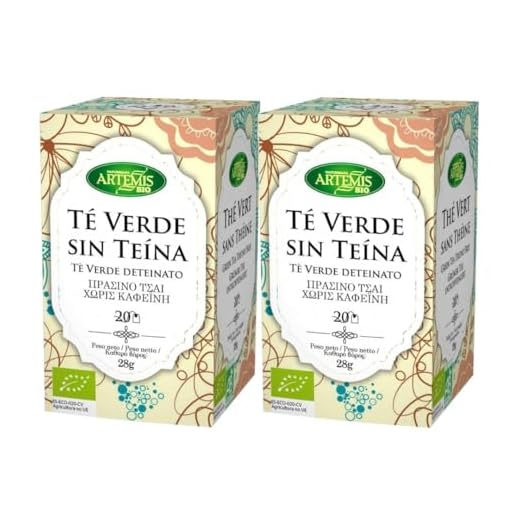 Pack 2x Té Verde Descafeinado Bio 20 Filtros | Artemis | Infusión Ecológica Suave y Natural | Sin Cafeína | Apto para Veganos