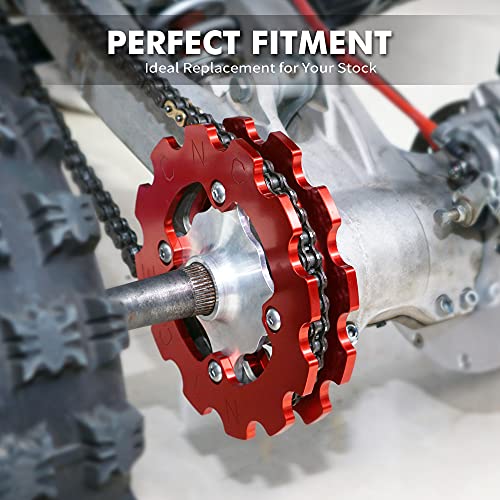 Nicecnc Red Rear Disc Rotor Guard Protector And Dual Sprocket Chain Guard Protector Compatible With Yamaha Raptor 700 700R #TOP5