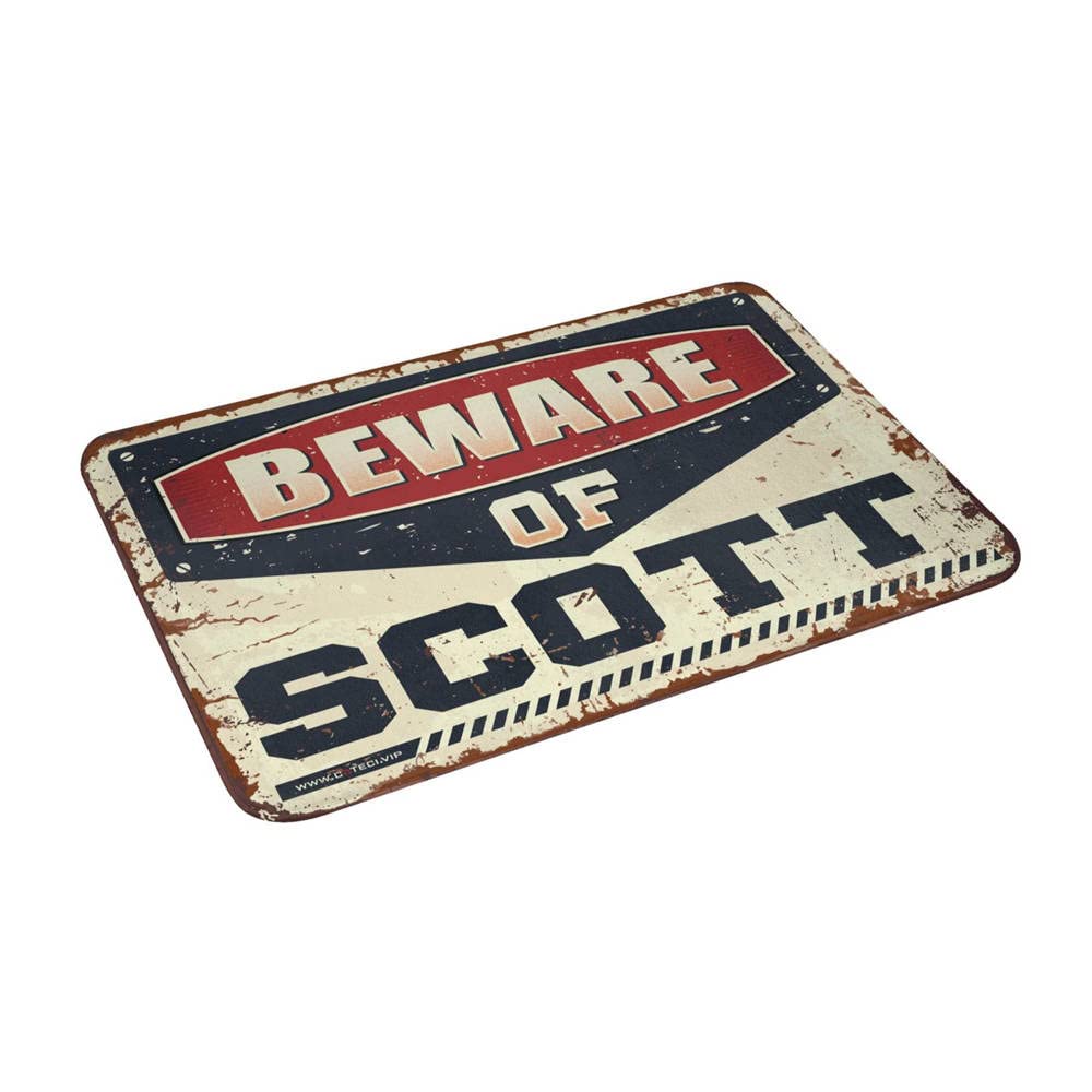 Maty pod drzwi wejściowe do wewnątrz, Beware of Scott, dywanik maty do drzwi wejściowych, na zewnątrz, do jaskini męskiej (65 x 90 cm)