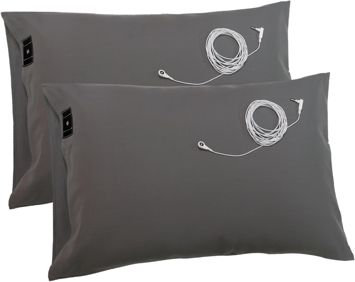 Grounding Pillowcase 2 Pack Grounding Pillow Cases Silver Fiber Grounding Pillowcases King Size for Better Sleep (20"x36",Grey)