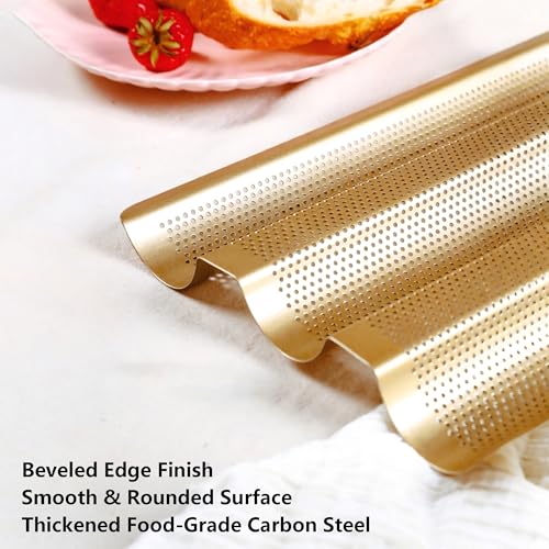 Miniatura 5 de Ponixa Bandeja Antiadherente Para Baguette Francesa, Perforada, Acero Al Carbono