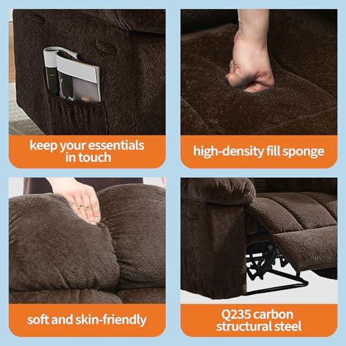 Sillón reclinable ergonómico marrón oversize miniatura 5