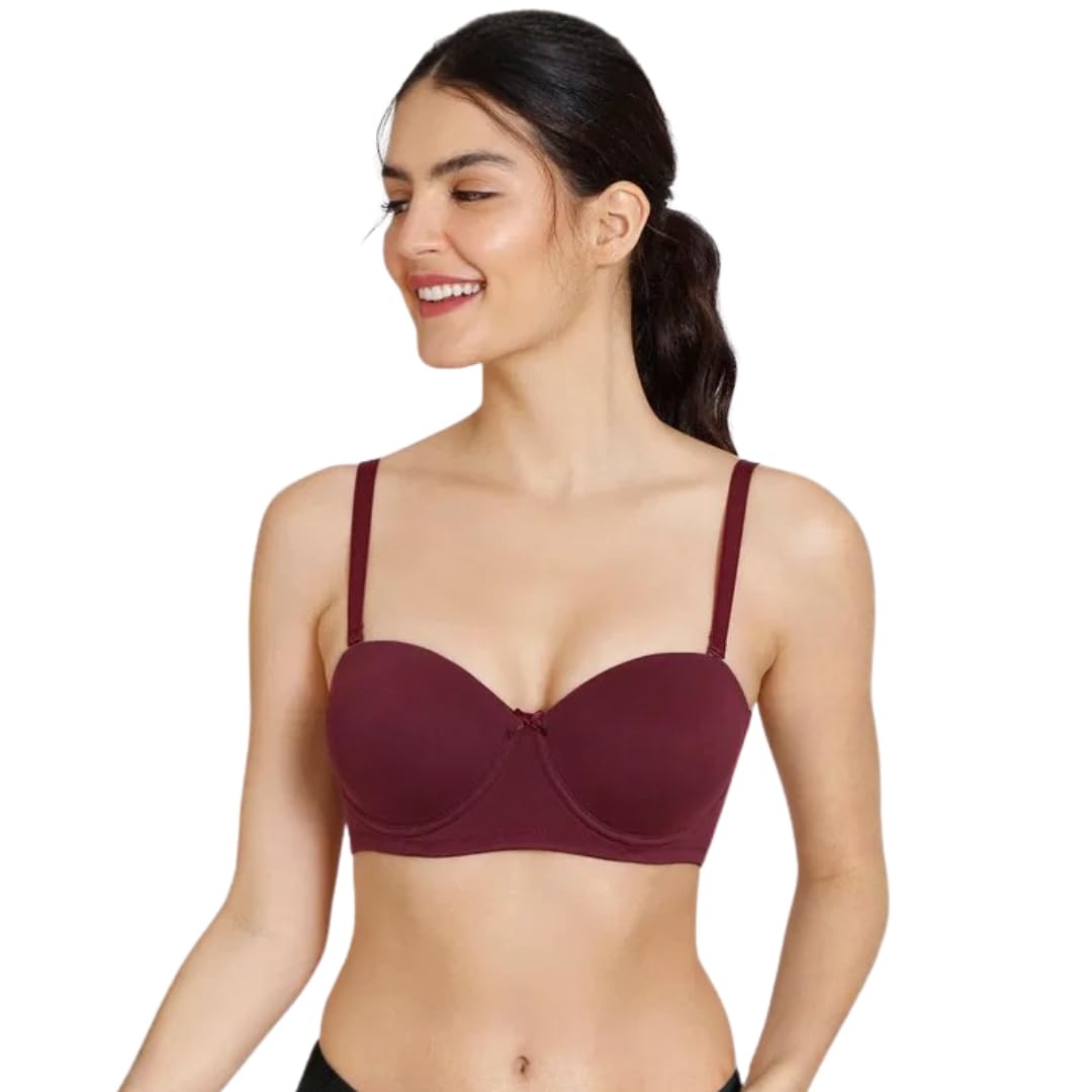 Women Balconette Bra | Lightly Padded Comfort | Soft Breathable Cotton Fabric | Seamless Design | Wirefree Comfort | Supportive Fit | Stylish Underwear-image-45