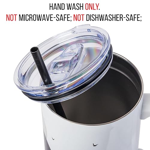 Image of Silver Buffalo Disney Nightmare Before Christmas by Tim Burton Jack Skellington Hill and Moon Stainless Steel Tumbler with Handle and Straw, Fits in Standard Cup Holder, 40 Ounces (Pack of 12)