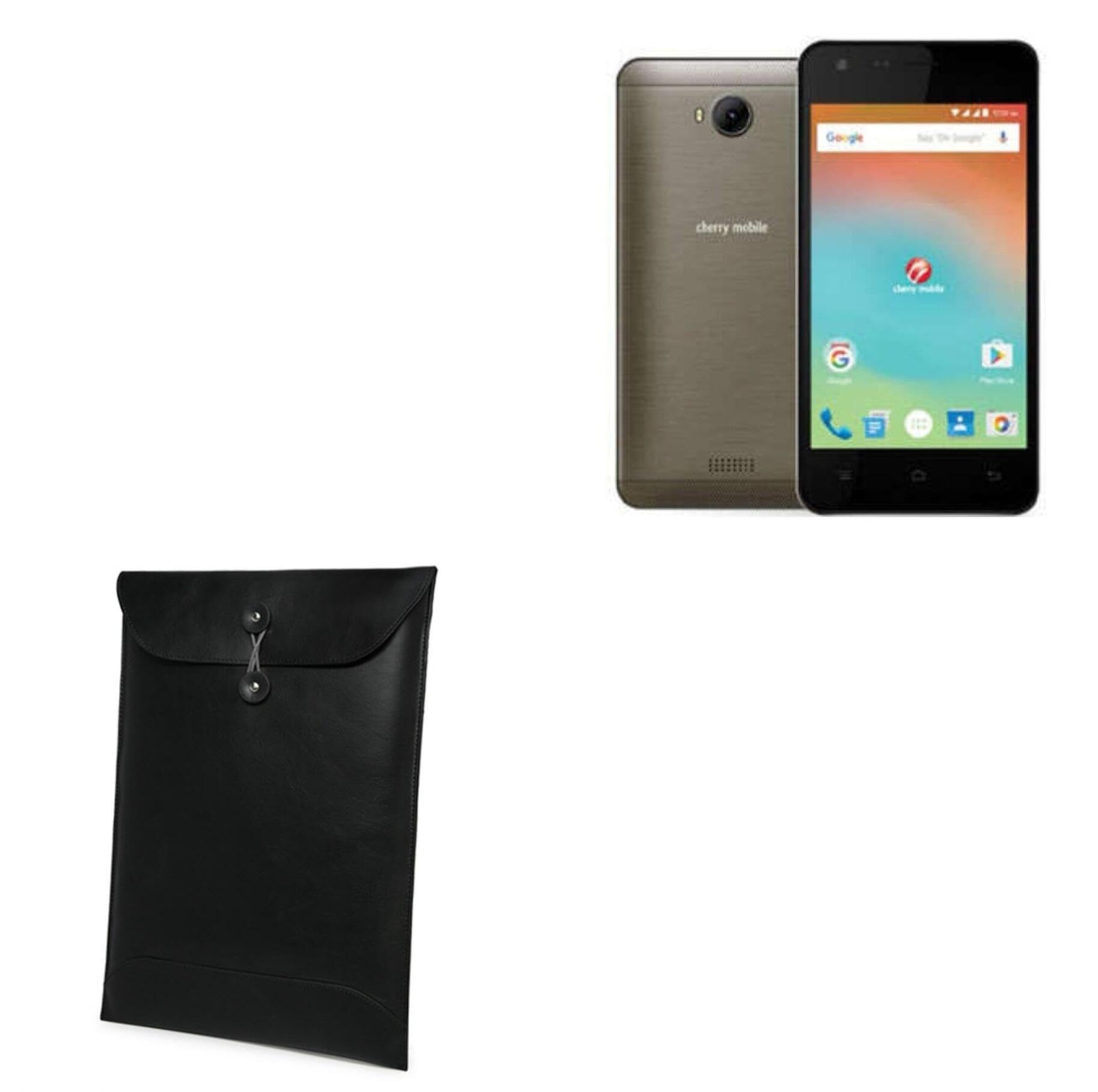 BoxWave Case Compatible with Cherry Mobile Flare J5s - Nero Leather Envelope, Leather Wallet Style Flip Cover