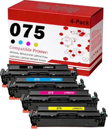 Image of 075 Toner Cartridge Replacement for Canon Color imageCLASS MF662Cdw MF663Cdw MF665Cdw LBP646Cdw LBP647Cdw LBP640 MF660 Series Printers (4 Pack Black Cyan Yellow Magenta)