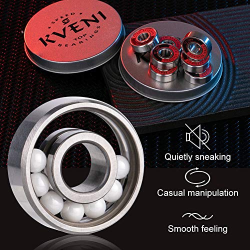 KVENI Premium Skateboard Bearings, Ceramic Ball 608-2rs Bearing – Precision Fask Spin ABEC 11 Bearings for Longboard, Quad Skate, Inline Roller Blades, Scooters, Spinners, fingertip, 8 Pack