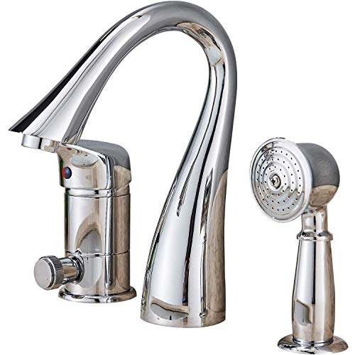 Rozin Deck Mount 3 Holes Bathtub Faucet Single Lever Mixer with Handheld Shower Chrome Finish