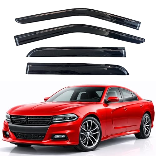 Image of KPY Rain Guards Fit for 2011-2023 Dodge Charger, Out-Channel Window Visors Vent Wind Deflectors 4PC, Car Accessories for 11-23 Charger