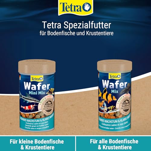 Tetra Wafer Mini Mix - Fischfutter für kleine Bodenfische (z. B. Welse) und Krustentiere, für gesundes Wachstum und Vitalität, 100 ml Dose