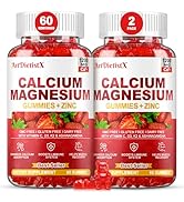 Calcium Magnesium Zinc Gummies with Vitamin D3 for Adults, Calcium Citrate 1200mg with K2, Boron,...
