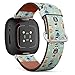 CJBROES Replacement Leather Watch Band, Compatible with Fitbit Versa 3 and Fitbit Sense of Wristband Bracelet Accessory - Retro Futurism