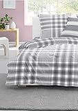 made in Germany Irisette Soft-Seersucker Bettwäsche Set Bettwäsche 2 teilig Bettbezug 135 x 200 cm Kopfkissenbezug 80 x 80 cm Calypso 8265-11 grau