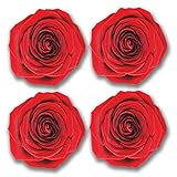 4 x 10cm Vinyl Stickers Flowers Red Rose Laptop Bin Box Mirror Car Surf #6285 (10cm x 10cm)