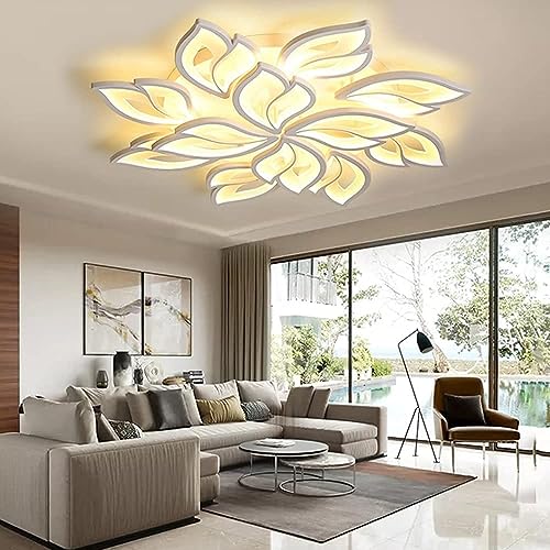 Plafonnier LED moderne acrylique haut de gamme lustre de salon design floral 12 pétales