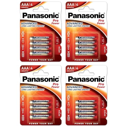 Image of PANASONIC Pack of 4 Blister Packs of 4 Alkaline Pro Power Gold AAA LR03-1.5V Batteries