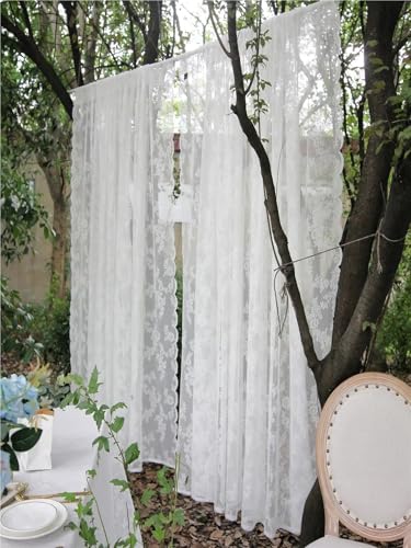 Rideaux dentelle rideau de dentelle d'extérieur transparent à fleurs