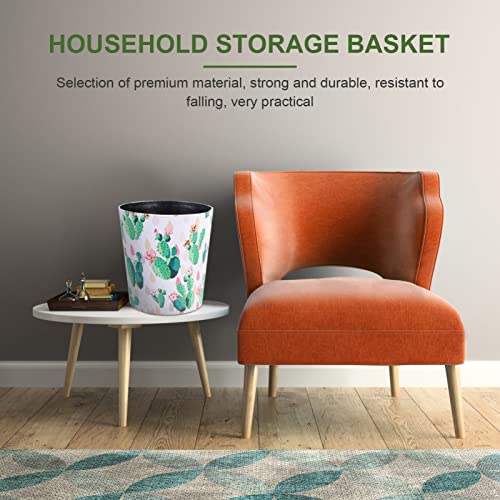 Zerodeko Tabelle Mülleimer Mini WADBASKET Kaktus Muster Leder Compost Bin Easy- Clean Countertop Dekorative Mülltonne für Büro Home Badezimmer Arbeitsplatte - Image 8