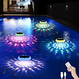 Solar Floating Pool Lights, 2600mAh USB Rechargeable Pool Lights That Float with Remote, 6.7’’ IP68 Waterproof Floating Light, 13 Colors Changing Upper and Lower Glow Hangable Solar Light for 4 PACK