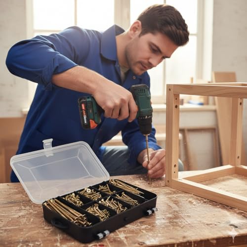 Kit 300 Parafusos Phillips E Buchas No Estojo Organizador