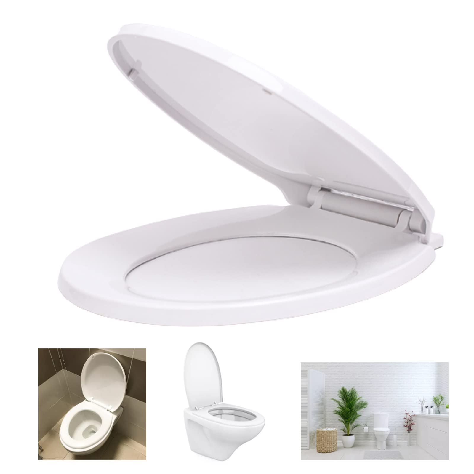 Anti Bacterial Toilet Seat Oval Toilet seat, Anti-Bacterial Material, Adjustable Length, Durable and Removable Toilet Cover, All Hardware Included