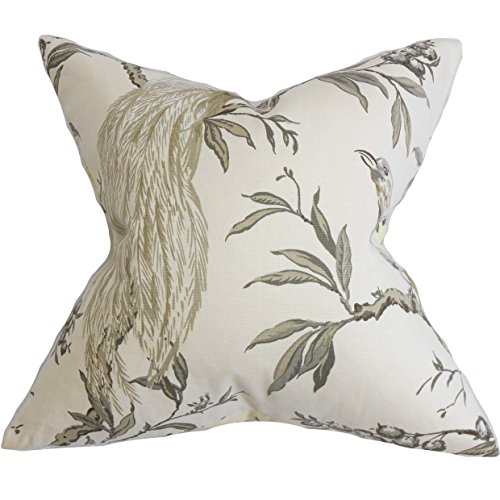 The Pillow Collection La Almohada colección Giulia para cojín, diseño de Flores, Color Gris