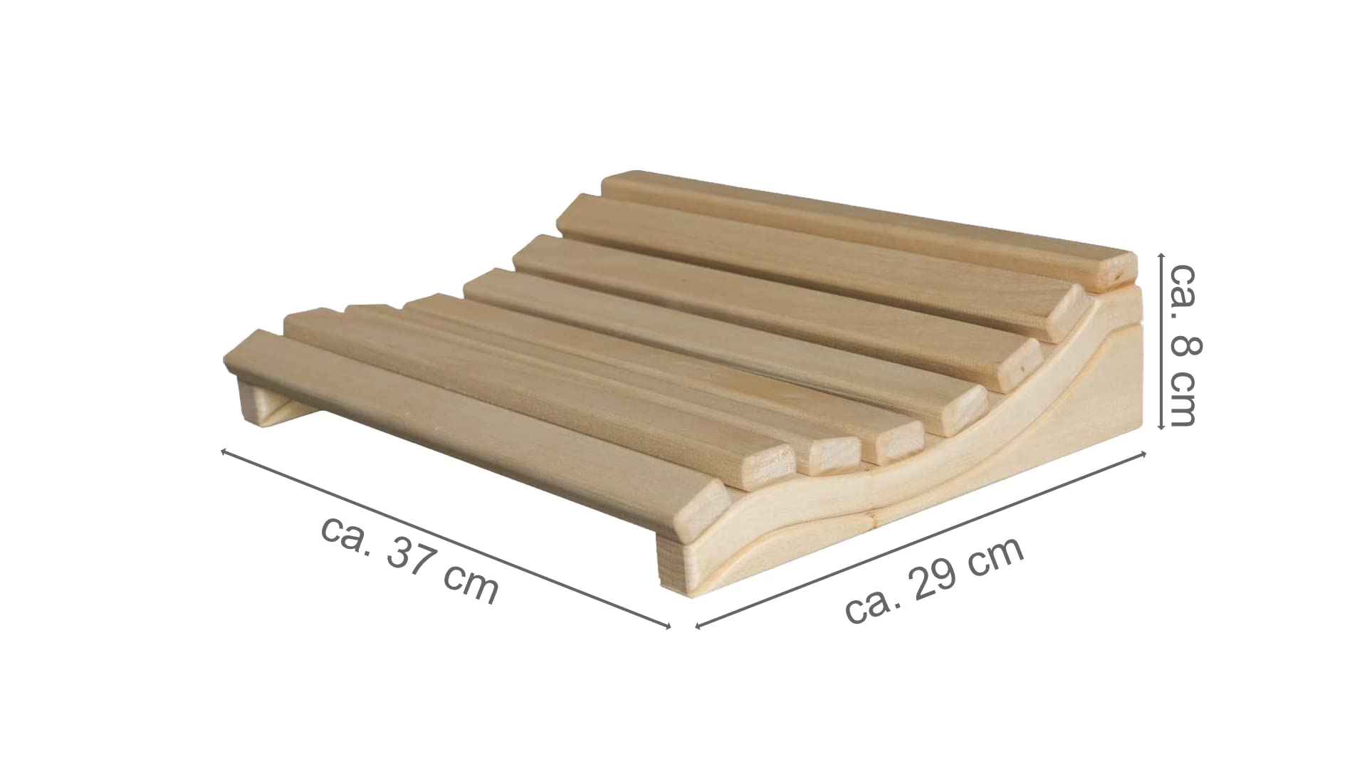 Holz Sauna-Kopfstütze | ergonomische Sauna Kopflehne aus Espenholz | wellenförmiges Saunazubehör | Sauna Nackenkissen ca. 29 x 37 x 8 cm