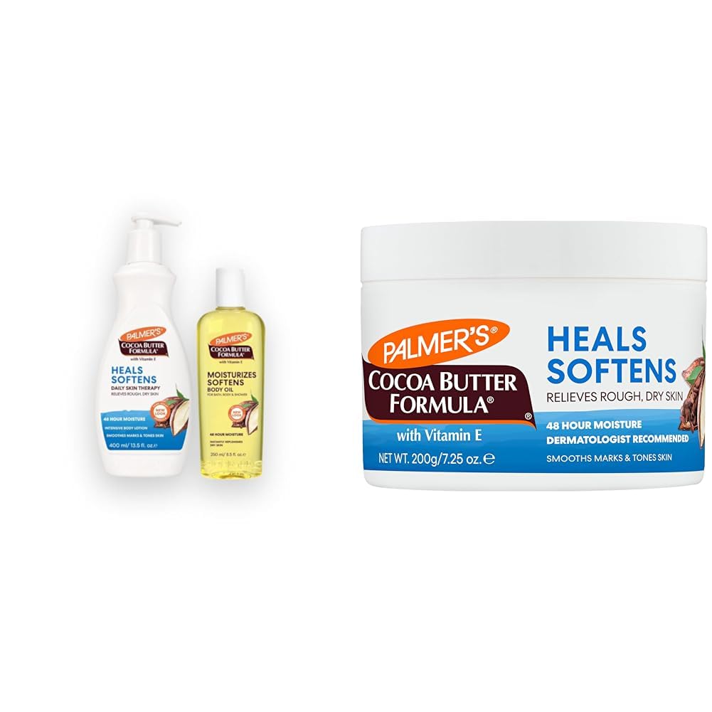 Palmer'sCocoa Butter Formula Body bundle with Lotion, Oil & Daily Skin Therapy Solid Lotion with Vitamin E