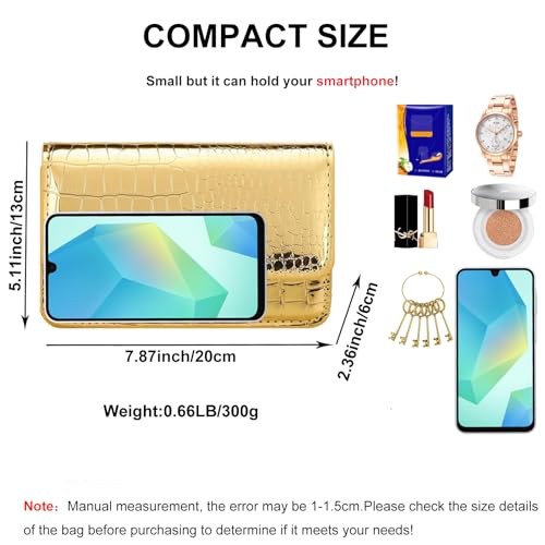 Image of Small Crossbody Purse Bag for Women,Y2K Cute Metallic Croc Handbag