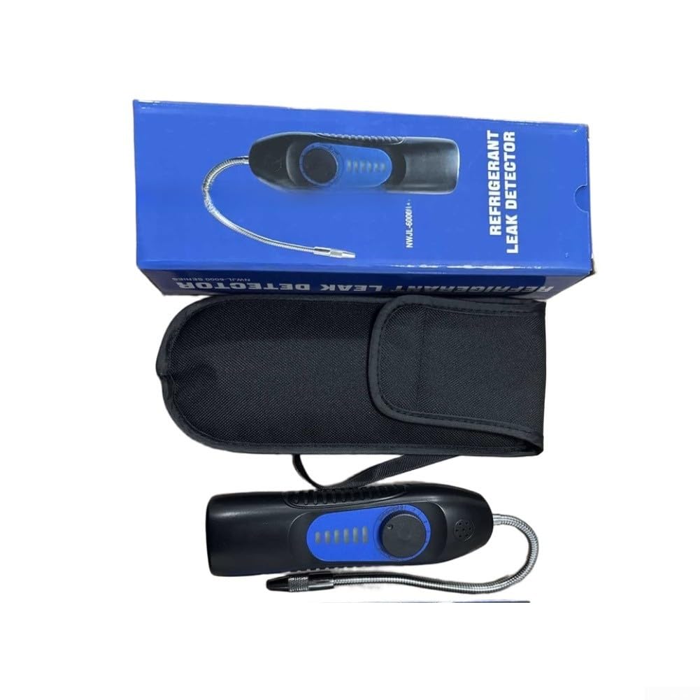 Detector de fugas de refrigerante con alarma vibratoria y LCD, sensibilidad ajustable, diseño de sonda flexible para R12/R22/R134a/R410A, respuesta rápida para el clima del automóvil y las
