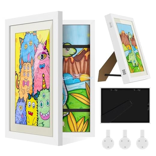 nicekool Marco para Dibujos Niños Marco de arte Apertura Frontal Marco Dibujos Infantiles A4 Marco de exhibición de obras de arte Cambiar Hasta 50-150 Hojas para dibujos de niños, Blanco