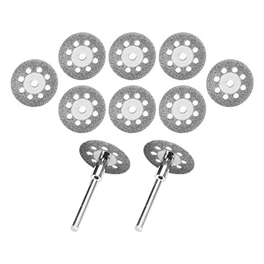 Bespick 10 Piezas Rueda de Corte 22 mm de Diamante, con 2 Mandril Dremel Herramientas de 3 mm, para Cortar y Pulir Azulejos de Cristal Mármol