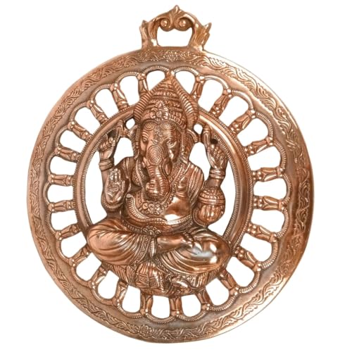 Image of Apka Mart The Online Shop Ganesha Round Wall Hanging | Metal Alloy Religious Wall Art for Pooja Room & Home Entrance | Diwali & Ganesh Chaturthi Gift - 17 Inch (46 cm)