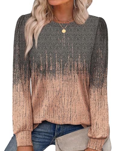 Womens Long Sleeve Shirts 2025 Fall Tunic Tops Crewneck Blouses Print3