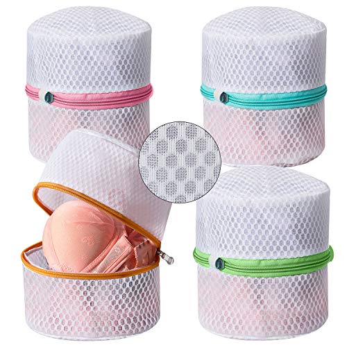 BAGAIL Set of 4 Honeycomb Mesh Bra Wash Bag with Premium Zipper Travel