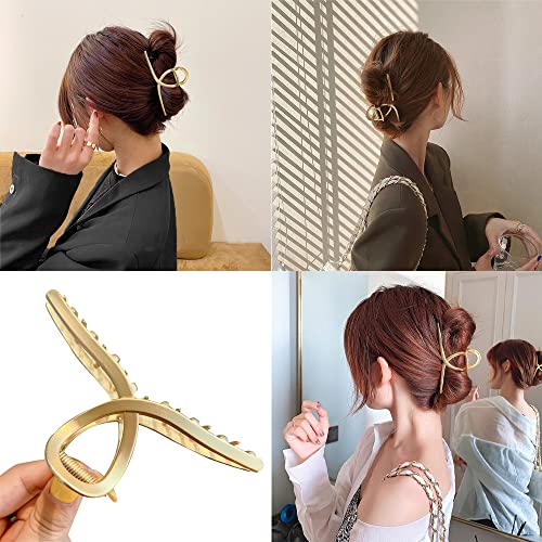 3 Pcs Hair Clips Large Metal Hair Claw Clips Golden Hollow Non-slip Hair Claw Parsimonious Hair Barrettes for Women and Girls Thin Thick Hair - Image 4