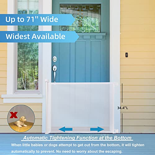 Color Tree Retractable Baby Gates, 34" Tall, Extends Up To 71" Wide, Extra Wide Baby Gate, Upgraded Automatic Tightening, Safety Mesh Dog Gate For Pets, Indoor Outdoor For Doorways, Stairs, Hallways #TOP1