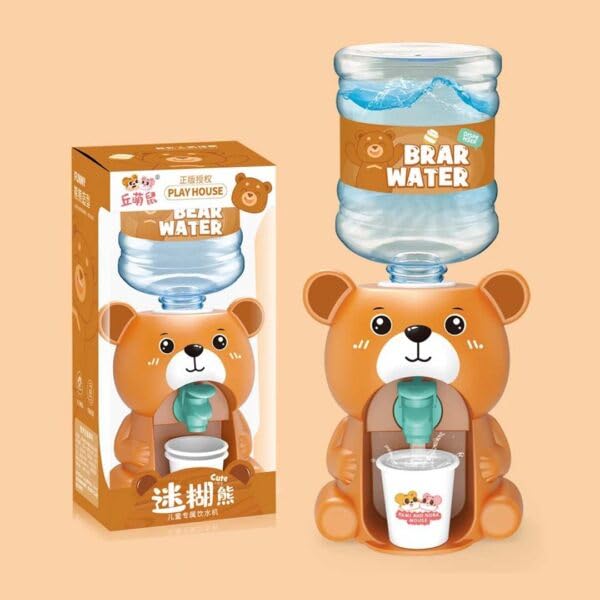 Mini Water Dispenser Toy for Kids - Cute Bear Small Water Cooler Machine with Paper Cup, Portable Desktop Juice & Beverage Drink Dispenser, Pretend Play Kitchen Toy Gift for Toddlers Boys & Girls-image-13