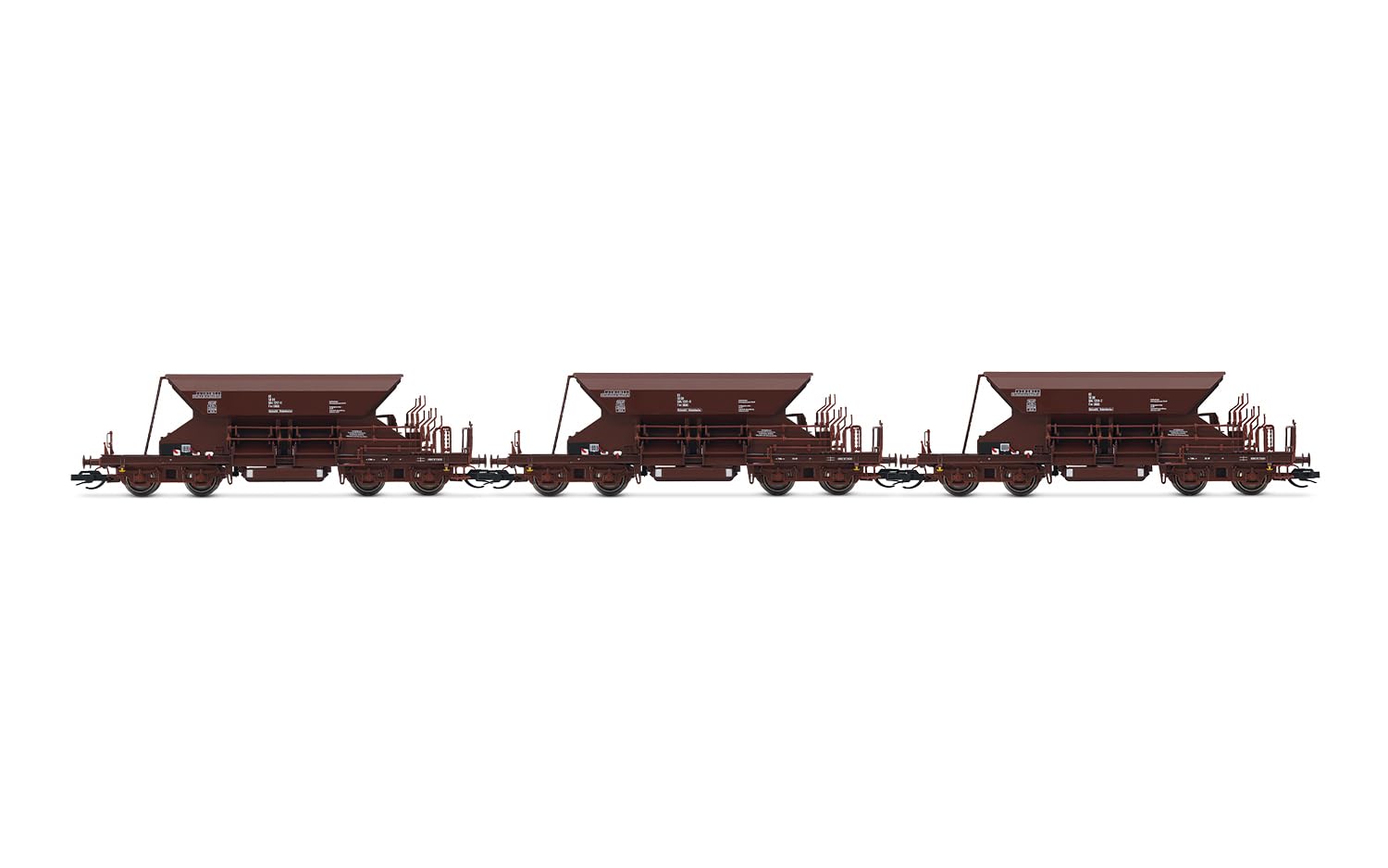 HN9747 DR, 3-unit pack self discharging wagons Fac with high top box, brown livery, ep. IV, Wagon rolling stock