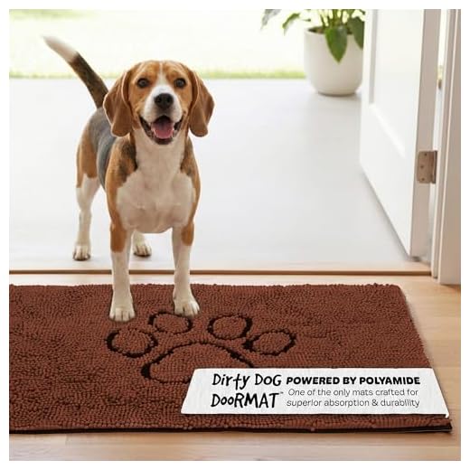 Dog Gone Smart Dirty Dog Microfiber Doormat, Super Absorbent, Machine Washable with Non-Slip Backing, Medium, Brown