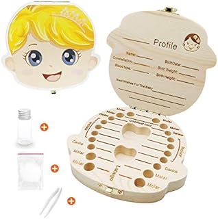 Baby Tooth Box - Wooden Kids Keepsake Organizer Save box for Baby Milk Teeth, Personality Baby Teeth Box Tooth Saver Design for Kids Deciduous Teeth Collection (Girl)