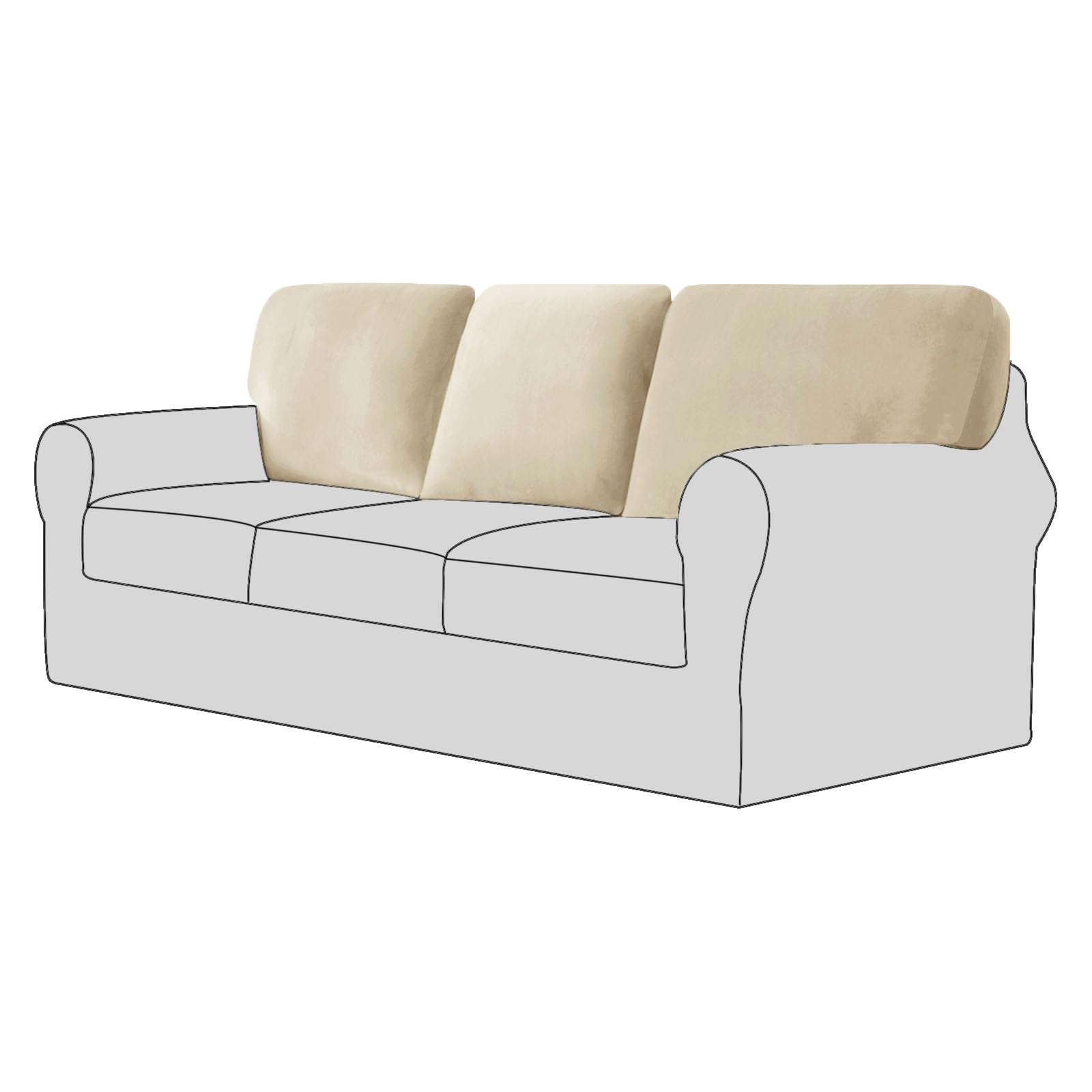 UNBBRRL Sofa Backrest Cover Stretch, Separate Back Cushion Covers, Backrest Cushion Slipcover, Sofa Back Cover Furniture Protector (Beige,Large square×3 (3 pcs))