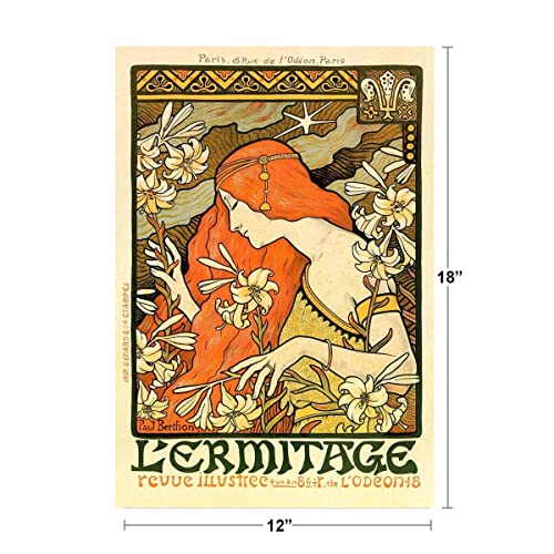 Ermitage Vintage Illustration Alphonse Mucha Art Nouveau Decor Vintage Advertisements Ornamental Design Cool Wall Art Print Poster 12x18