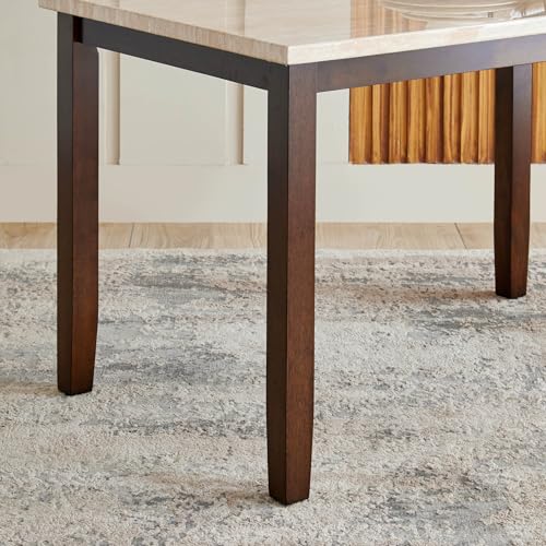 Image of Home Centre | Helios Casper Faux Marble Top 4-Seater Dining Table | Dining Set for Home | Beige