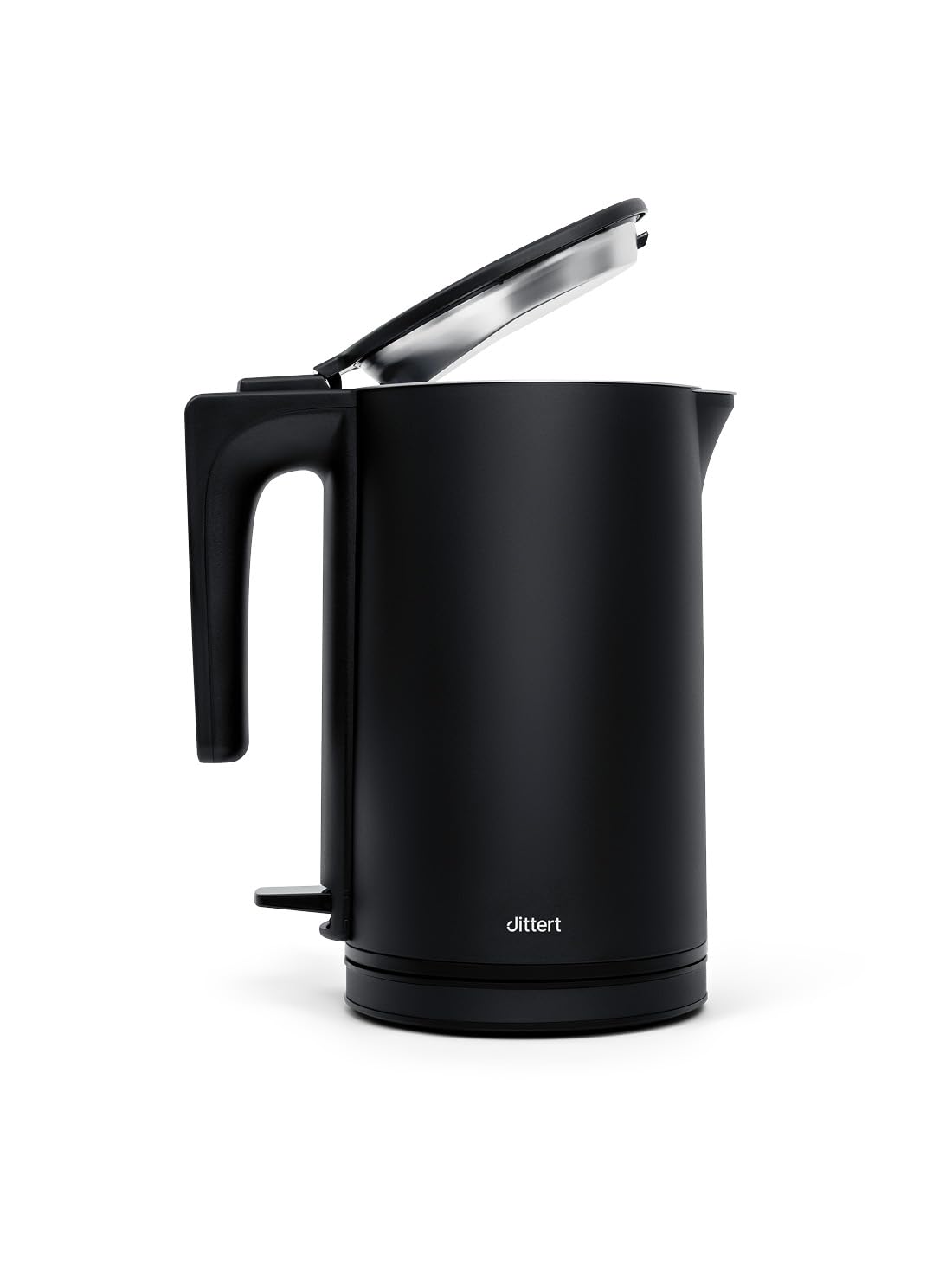 Wasserkocher 1,5L – 2200W, Doppelwand-Edelstahl, 360° Basis, Sicherheitsabschaltung, Einhanddeckel, Serie ONE in dittert DARK